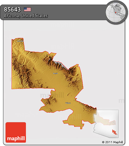 Physical 3D Map of ZIP Code 85643, cropped outside