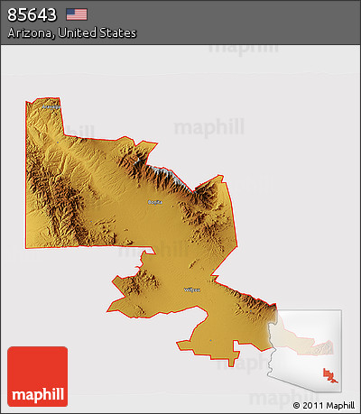 Physical 3D Map of ZIP Code 85643, cropped outside
