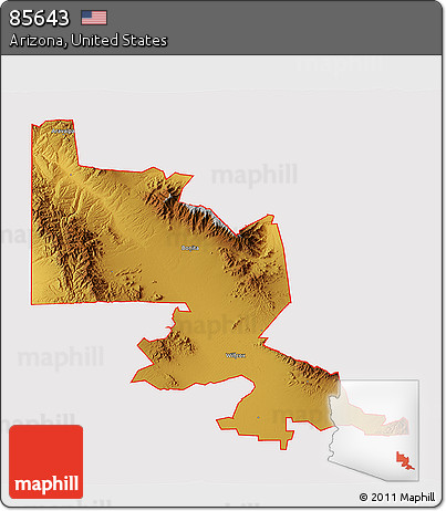 Physical 3D Map of ZIP Code 85643, cropped outside