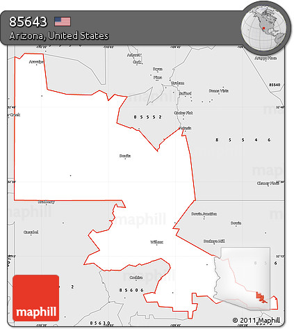 Silver Style Simple Map of ZIP Code 85643