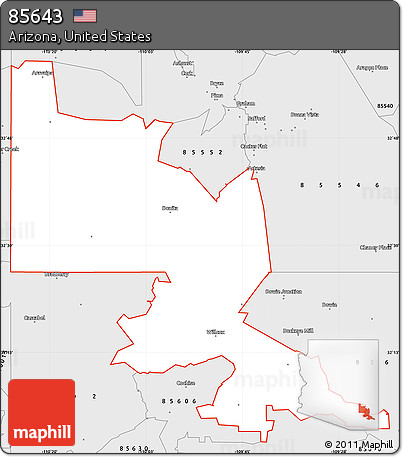 Silver Style Simple Map of ZIP Code 85643