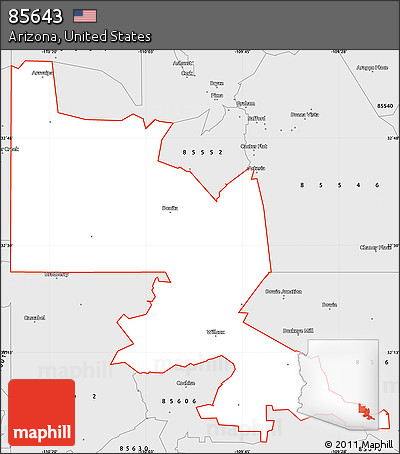 Silver Style Simple Map of ZIP Code 85643