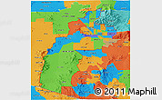 Political 3D Map of ZIP codes starting with 857