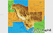 Physical 3D Map of Gila County, political outside