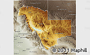 Physical 3D Map of Gila County, semi-desaturated