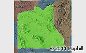 Political 3D Map of Graham County, darken, semi-desaturated