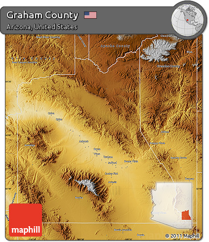 Physical Map of Graham County