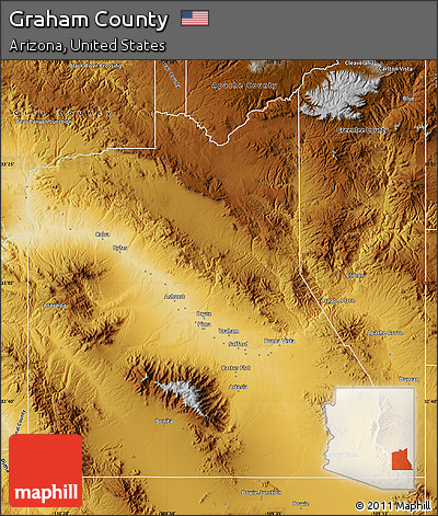Physical Map of Graham County
