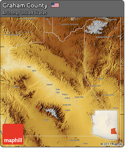Physical Map of Graham County