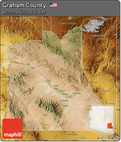 Satellite Map of Graham County, physical outside