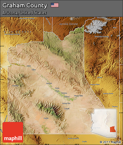 Satellite Map of Graham County, physical outside