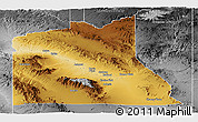 Physical Panoramic Map of Graham County, desaturated