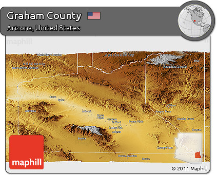 Physical Panoramic Map of Graham County