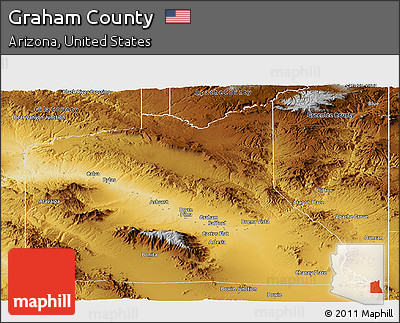 Physical Panoramic Map of Graham County