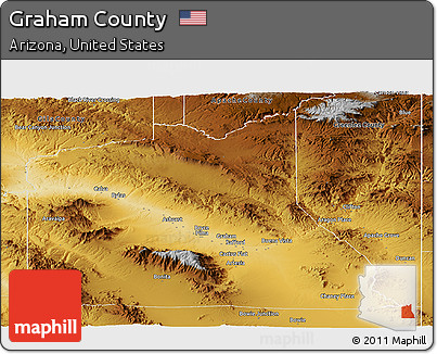 Physical Panoramic Map of Graham County