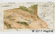 Satellite Panoramic Map of Graham County, shaded relief outside