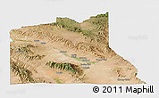 Satellite Panoramic Map of Graham County, single color outside