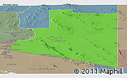 Political Panoramic Map of Yuma County, semi-desaturated