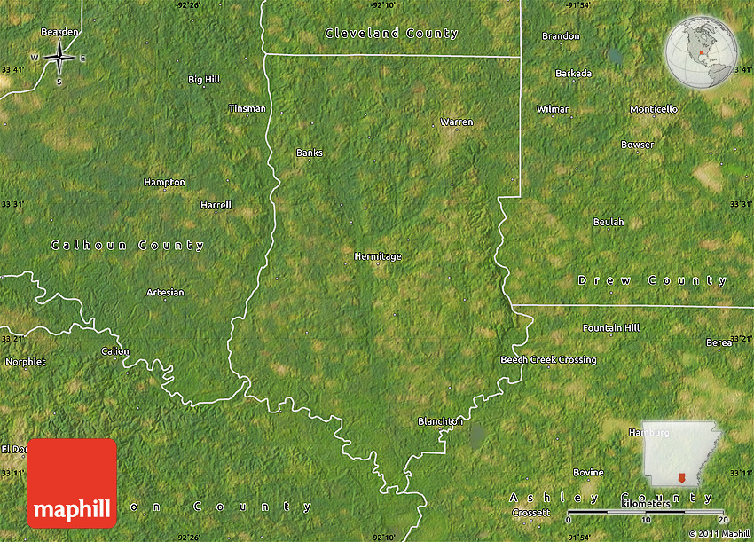 Satellite Map of Bradley County