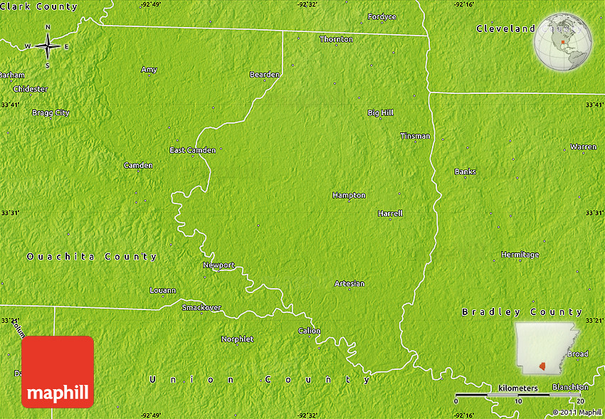 Physical Map of Calhoun County