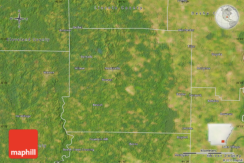 Satellite Map of Drew County