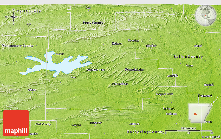Physical 3D Map of Garland County