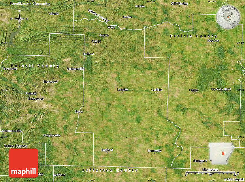 Satellite Map of Lonoke County
