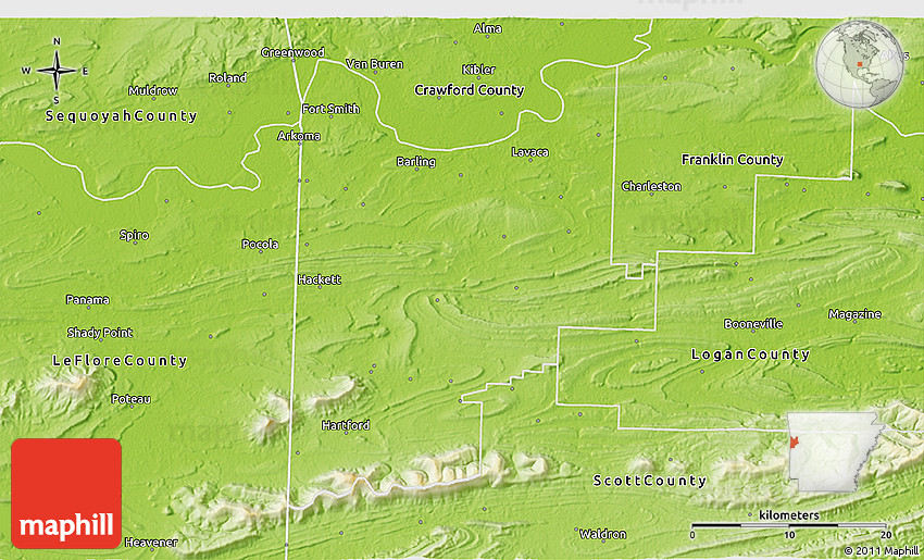 Physical 3D Map of Sebastian County