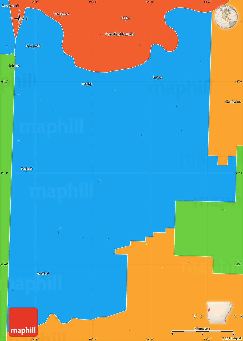 Political Simple Map of Sebastian County