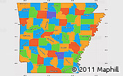 Political Simple Map of Arkansas, cropped outside