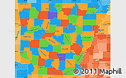 Political Simple Map of Arkansas, political shades outside