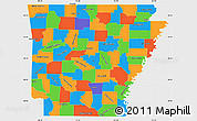 Political Simple Map of Arkansas, single color outside