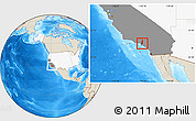 Shaded Relief Location Map of ZIP code 90023, highlighted country, highlighted state