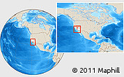 Shaded Relief Location Map of ZIP code 90023, highlighted county, highlighted state, within the entire country