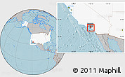 Gray Location Map of ZIP code 90723, highlighted country, highlighted county, hill shading
