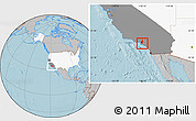 Gray Location Map of ZIP code 90723, highlighted country, highlighted state, hill shading