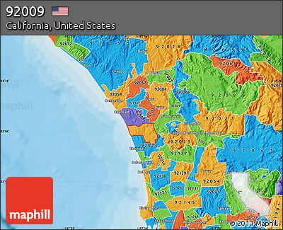 Political Map of ZIP Code 92009