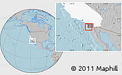 Gray Location Map of ZIP code 92114, highlighted county, highlighted state, hill shading