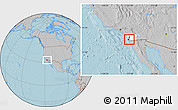 Gray Location Map of ZIP code 92114, highlighted county, hill shading
