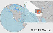 Gray Location Map of ZIP code 92278, highlighted county, highlighted state, hill shading