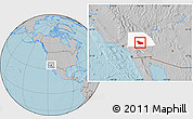 Gray Location Map of ZIP code 92278, highlighted county, hill shading