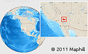 Shaded Relief Location Map of ZIP code 92278