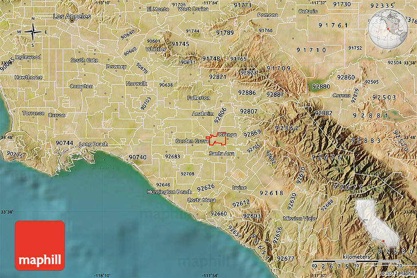 Satellite Map Of ZIP Code 92868