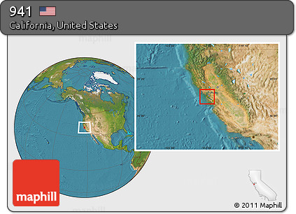 Satellite Location Map of ZIP Codes Starting with 941