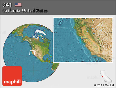 Satellite Location Map of ZIP Codes Starting with 941