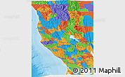 Political 3D Map of ZIP codes starting with 954