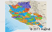 Political Panoramic Map of ZIP codes starting with 954, shaded relief outside
