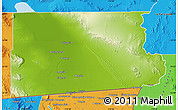 Physical Map of Imperial County, political outside