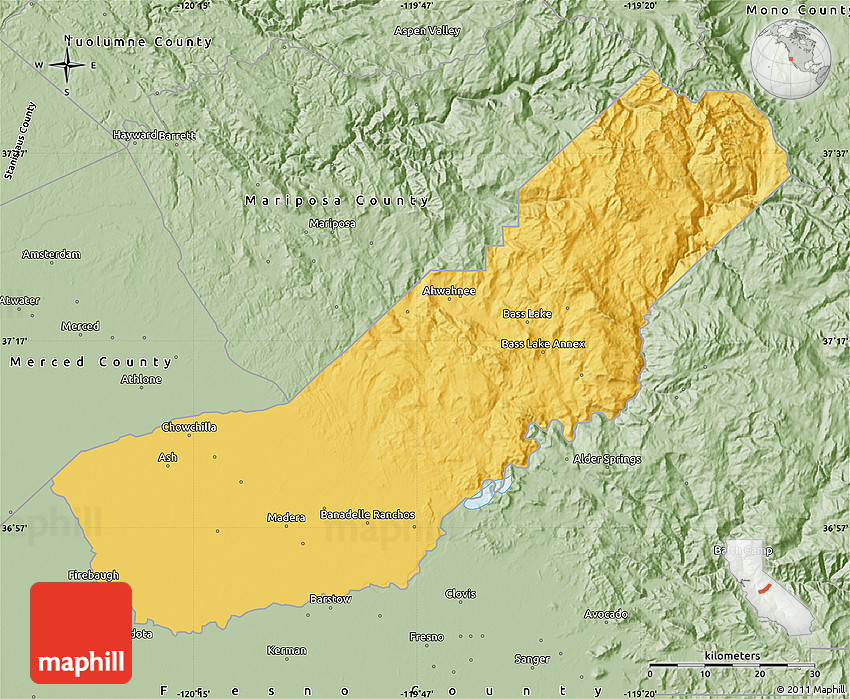 Savanna Style Map of Madera County