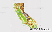 Physical Map of California, cropped outside